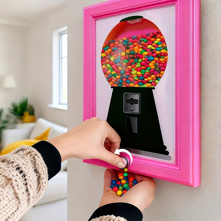 A Square Photo Frame Designed To Hang On The Wall With A Candy Dispenser Is Perfect For Showcasing Photos While Providing Easy Access To Candy Nuts And Pet Treats